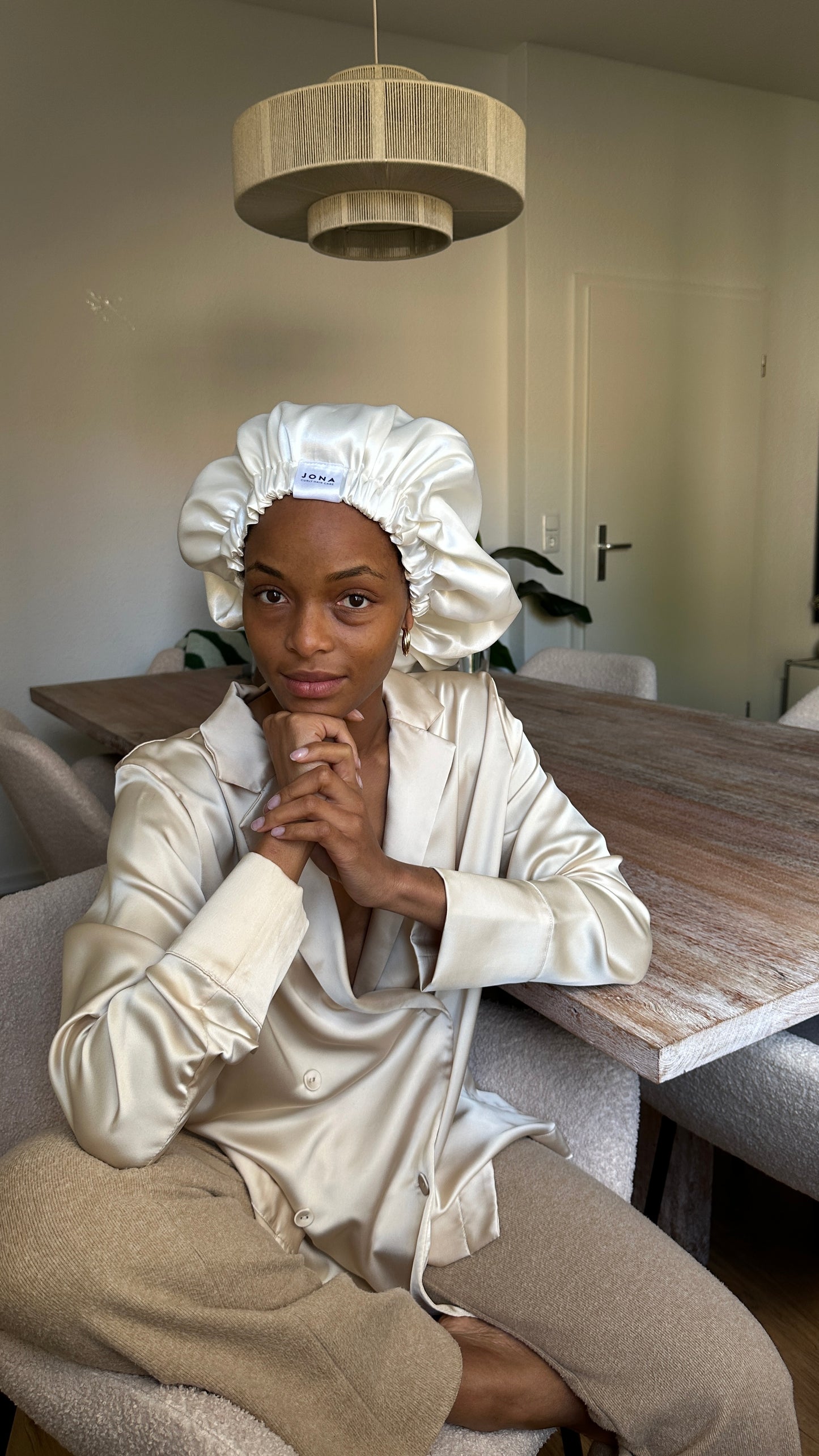 JEN by curly hair care Satin Cap Waida, weiss
