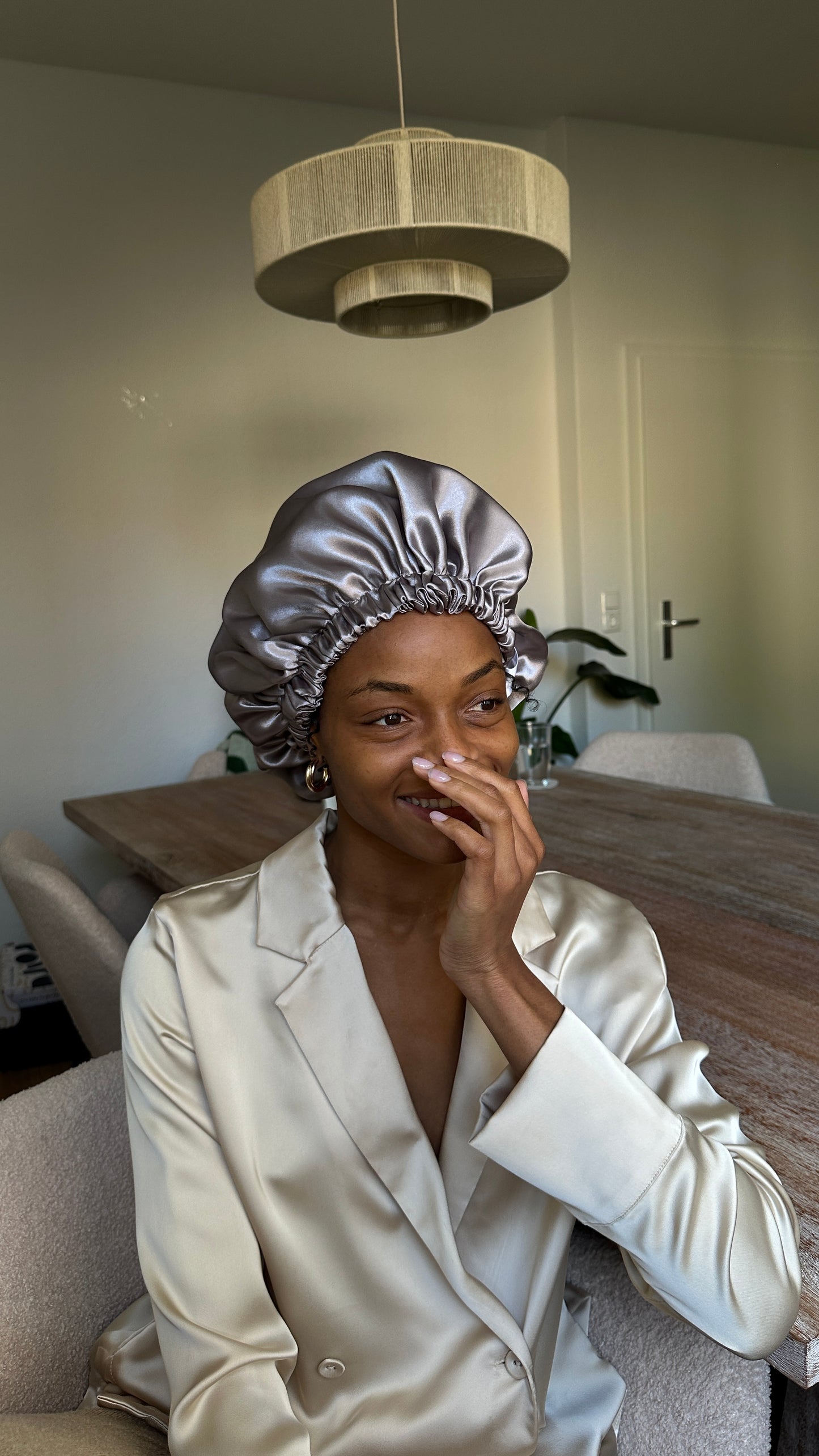 JEN by curly hair care Satin Cap Silva, silber