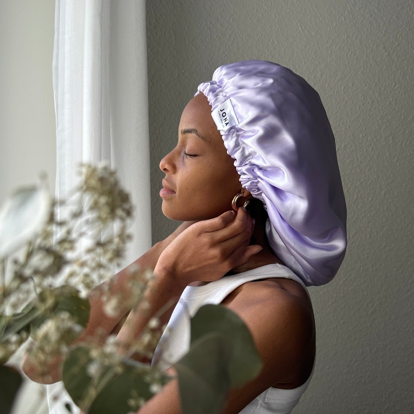 JEN by curly hair care Satin Cap Fatoumata flieder