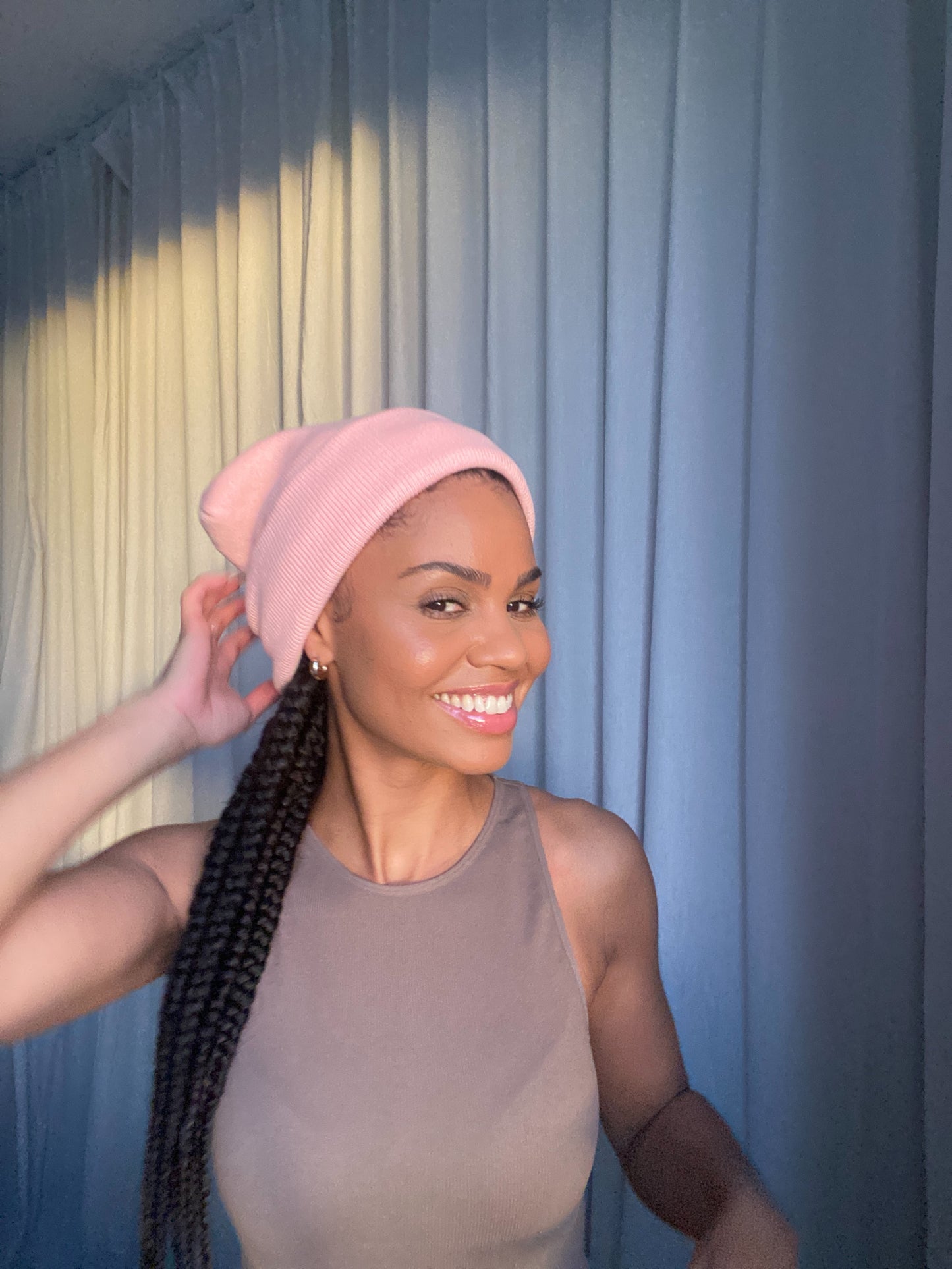 Bonnet doublé satin rose