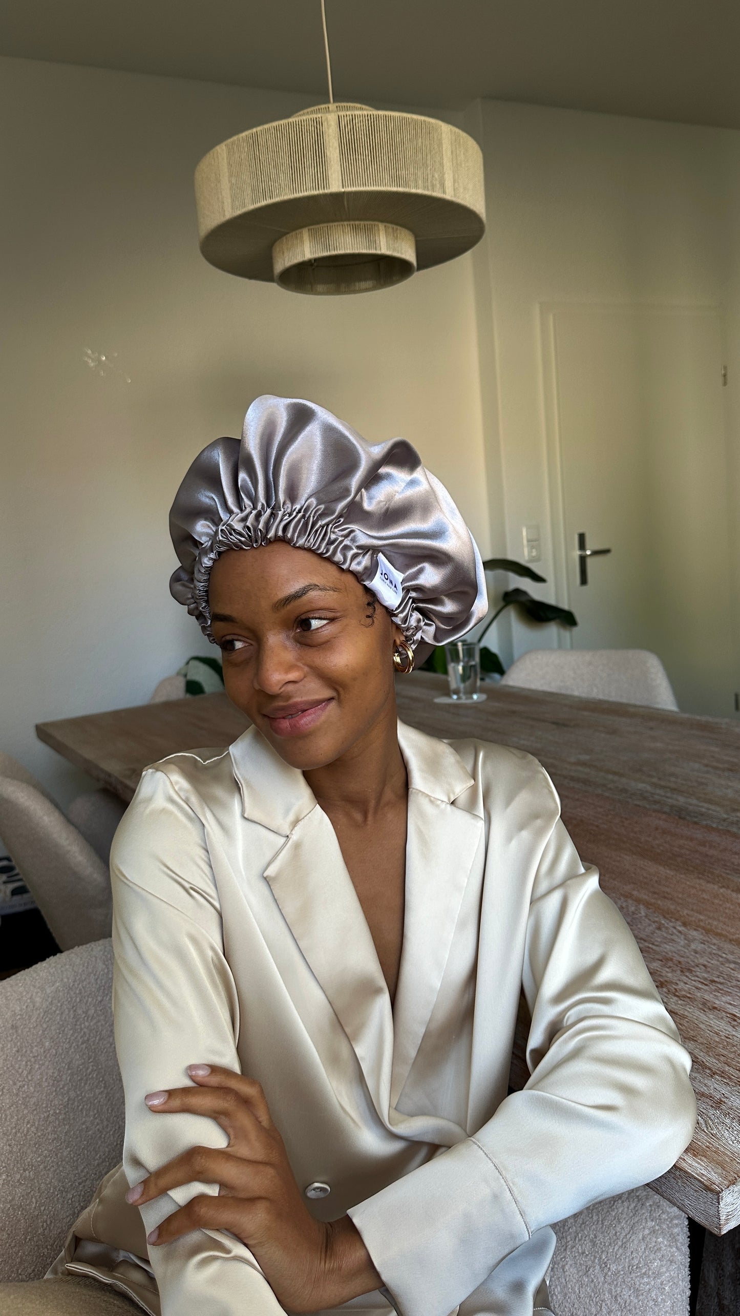 JEN by curly hair care Satin Cap Silva, silber