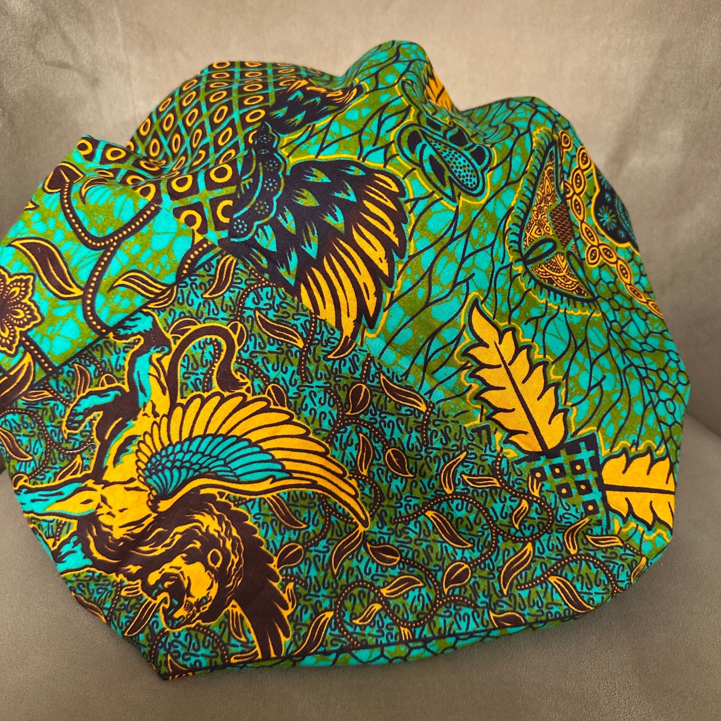 JEN by curly hair care Satin Cap Geli, Waxprint grün