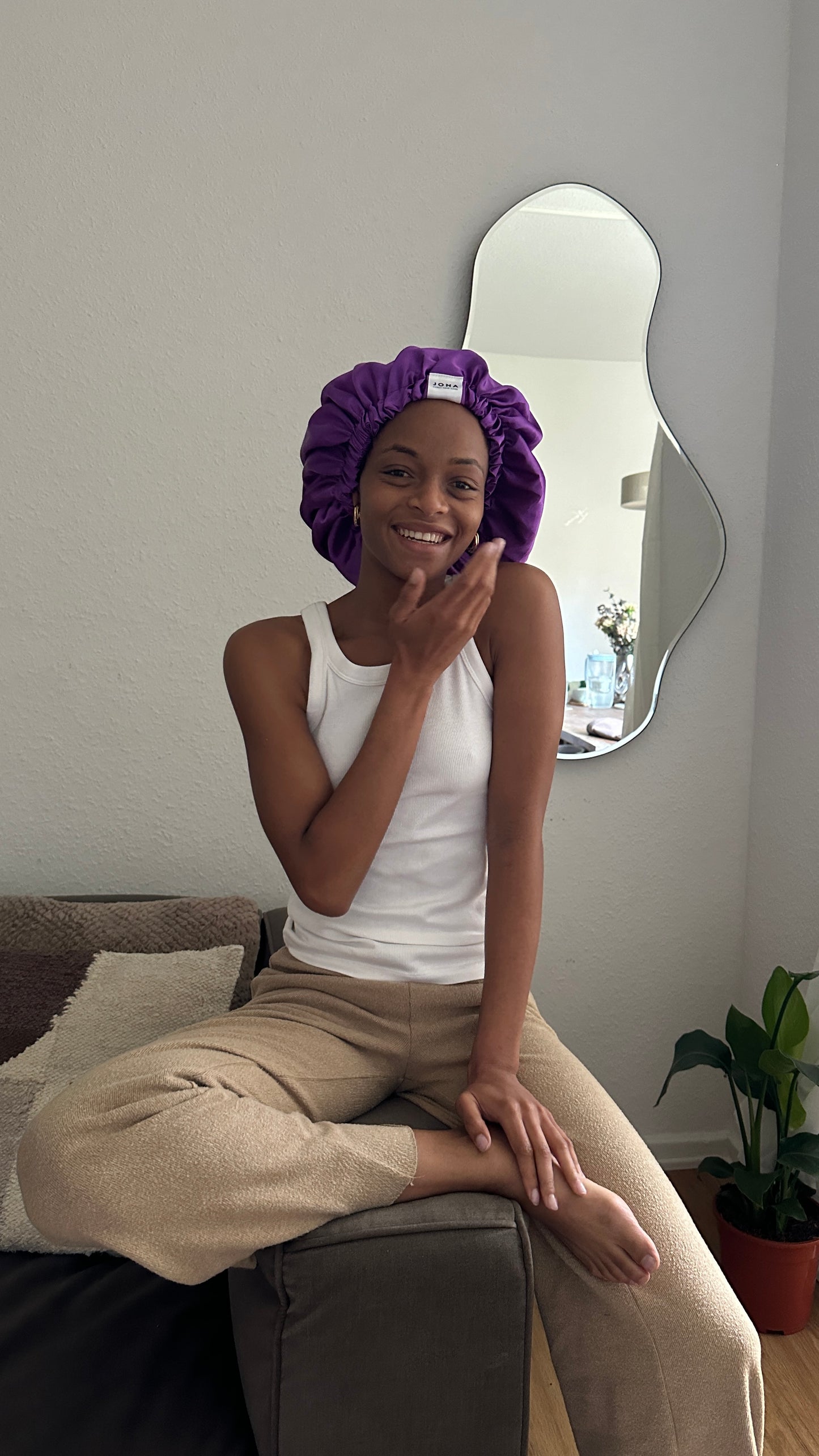 JEN by curly hair care Satin Cap Leyla , lila