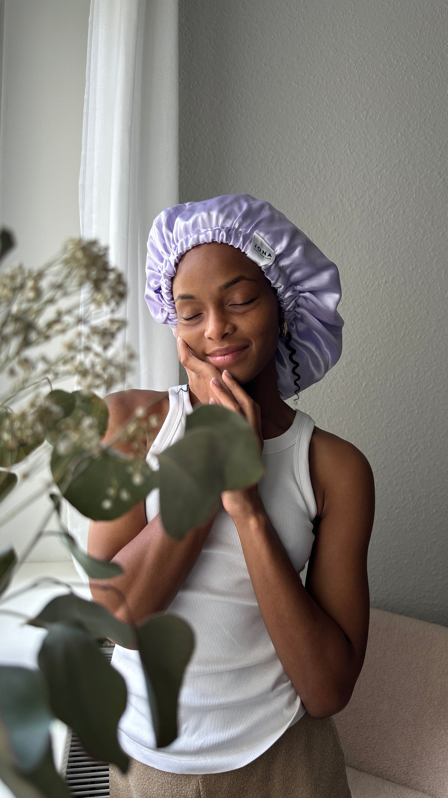 JEN by curly hair care Satin Cap Fatoumata flieder