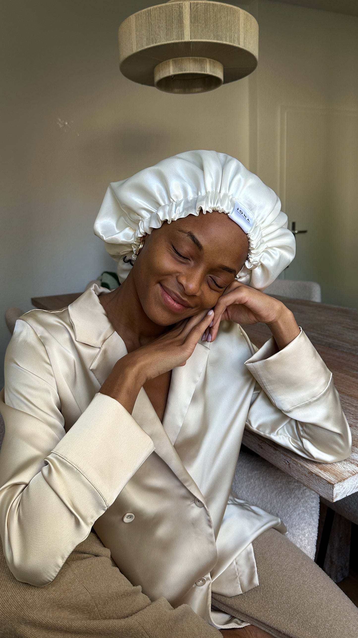 JEN by curly hair care Satin Cap Waida, weiss