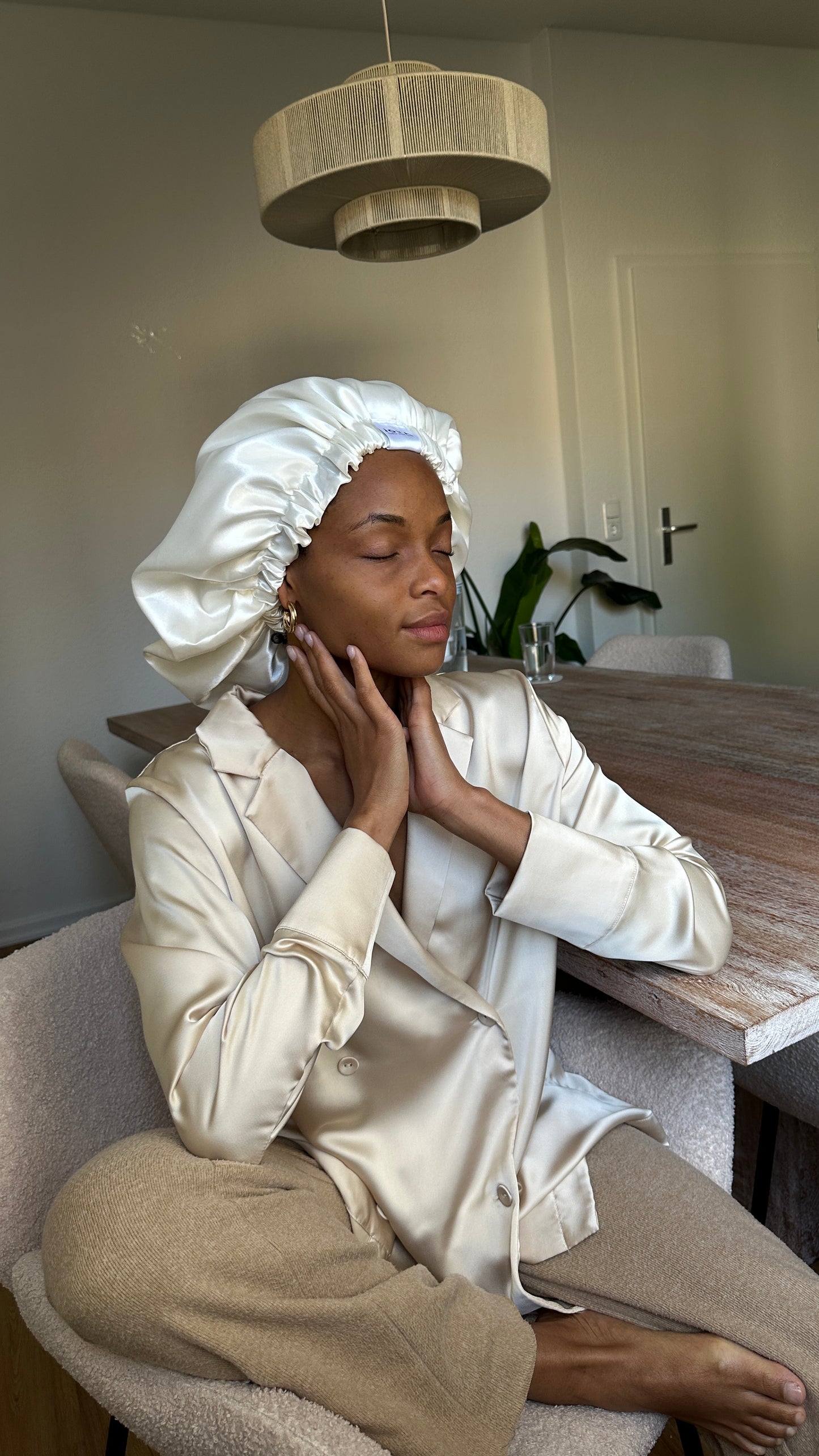 JEN by curly hair care Satin Cap Waida, weiss
