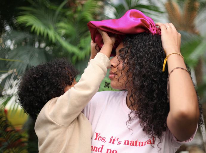 JEN by curly hair care Satin Cap Aicha, pink B-Ware