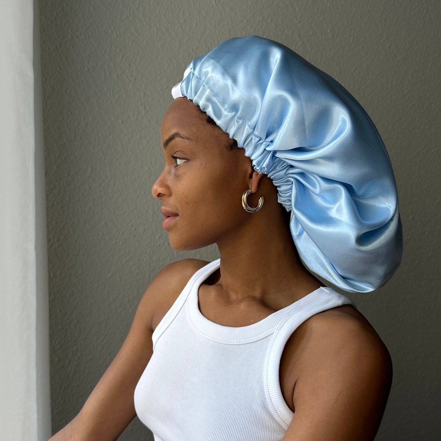 JEN by curly hair care Satin Cap Basmah babyblau