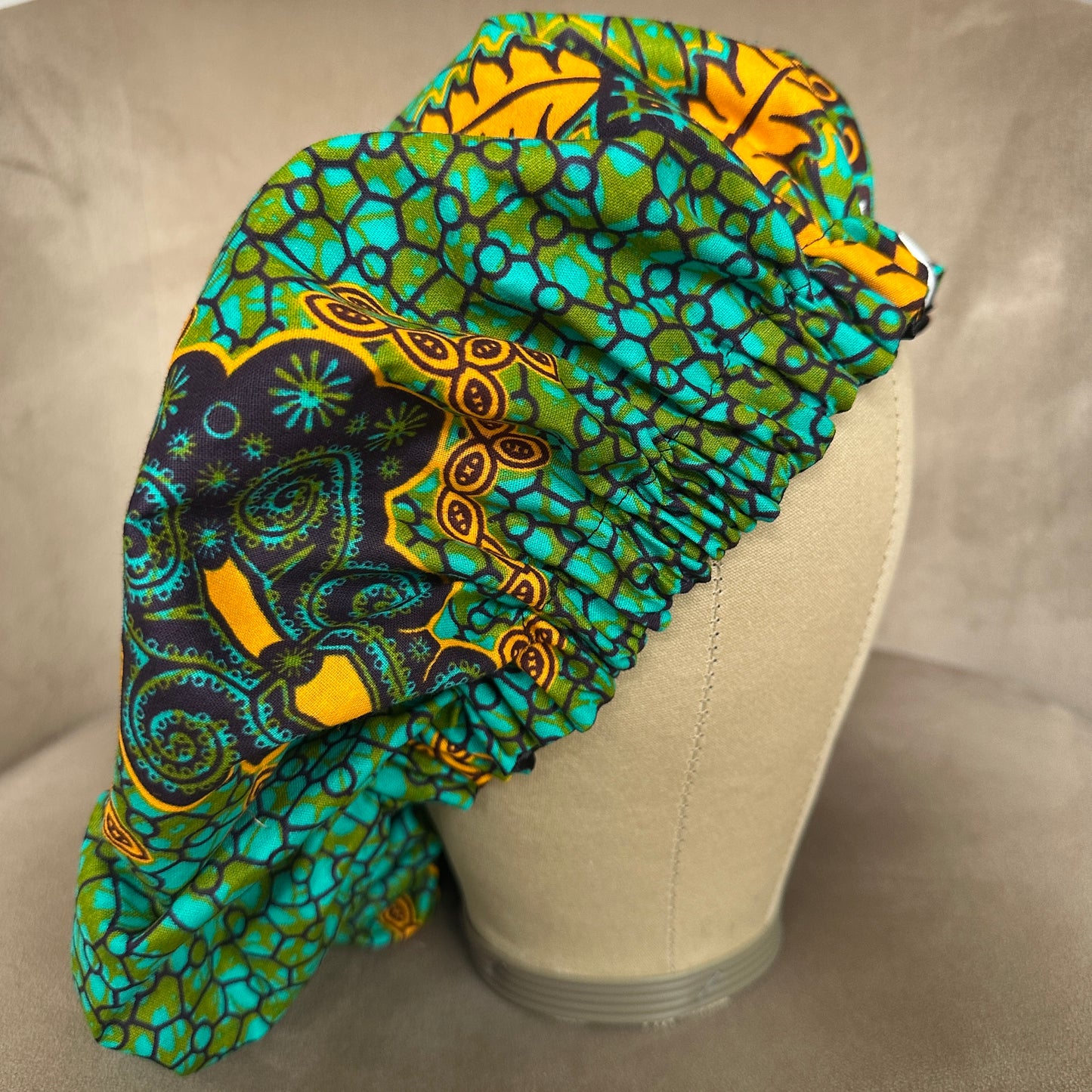 JEN by curly hair care Satin Cap Geli, Waxprint grün