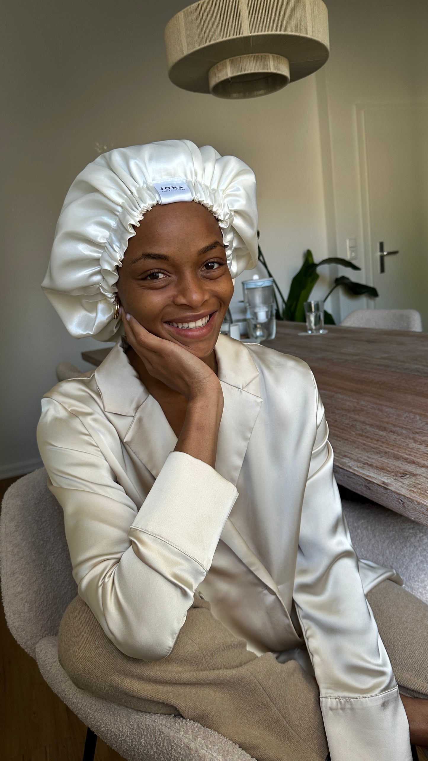 JEN by curly hair care Satin Cap Waida, weiss