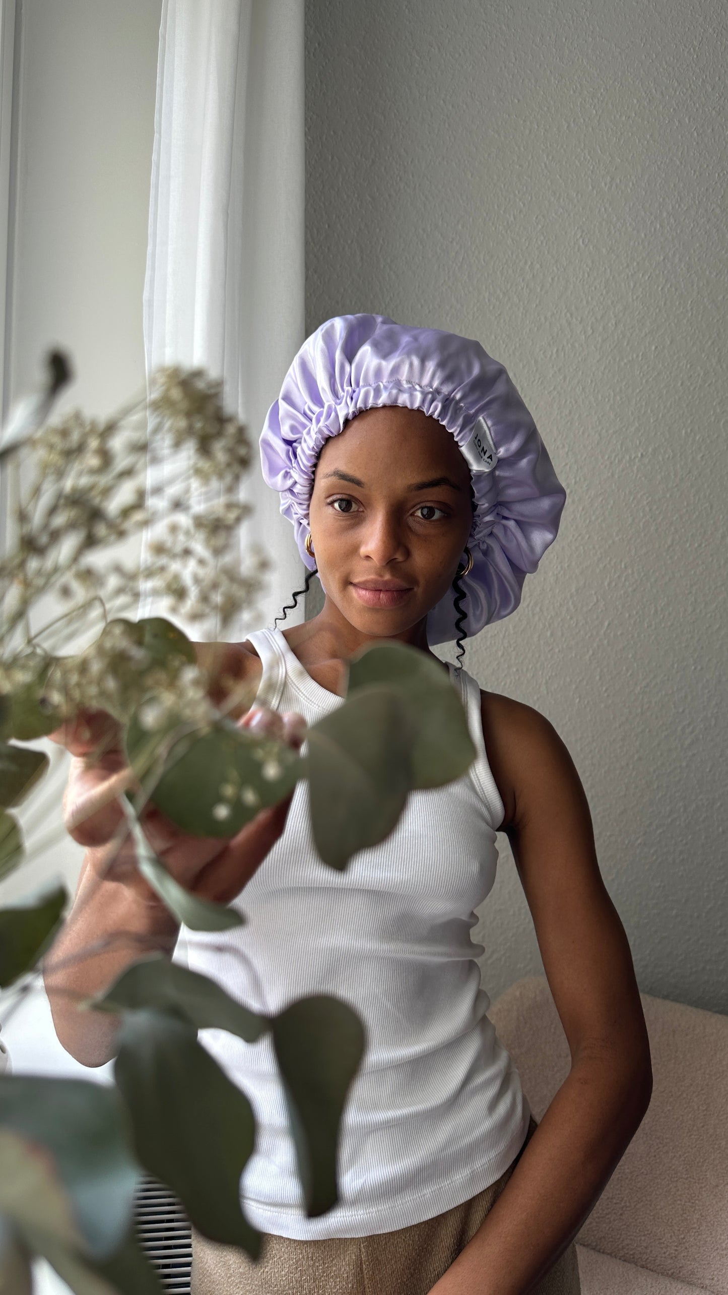 JEN by curly hair care Satin Cap Fatoumata flieder