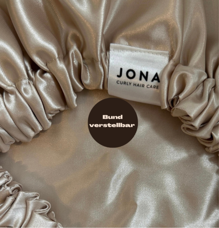 JEN by curly hair care Satin Cap Sena Größen verstellbar, Cappuccino