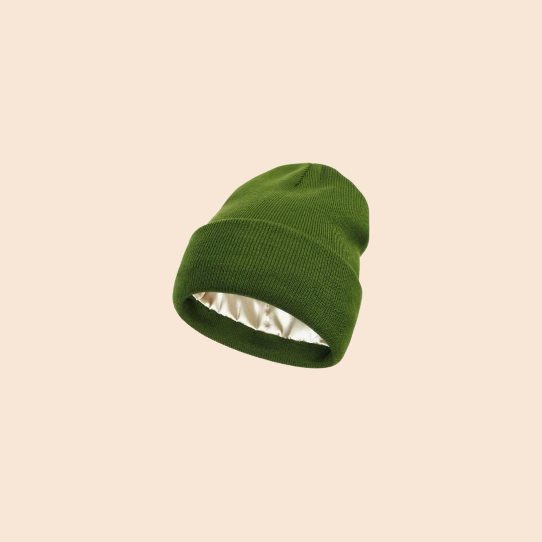 Satin gefütterte Mütze grün