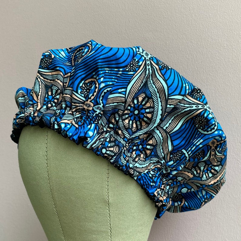 JEN by curly hair care Satin Cap Bey, Waxprint, gelb blau