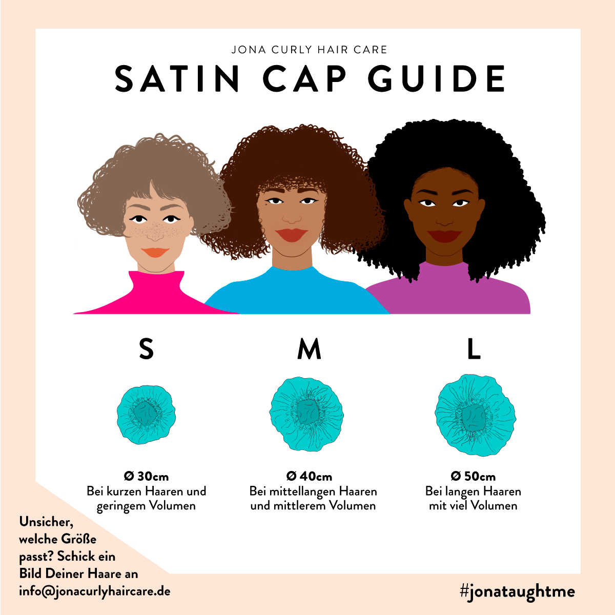 JEN by curly hair care Satin Cap Efia, schwarz