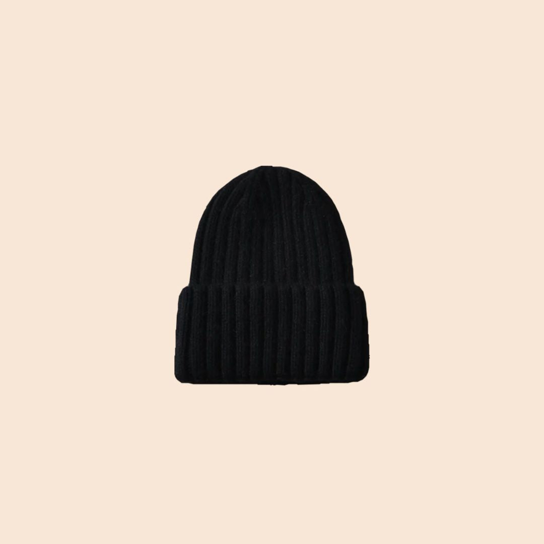 Satin gefütterte Strickmütze schwarz