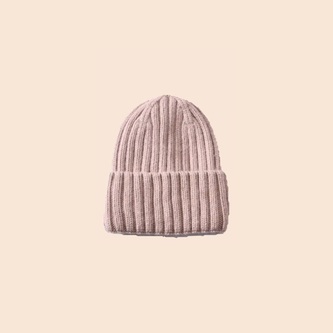 Satin gefütterte Strickmütze blush