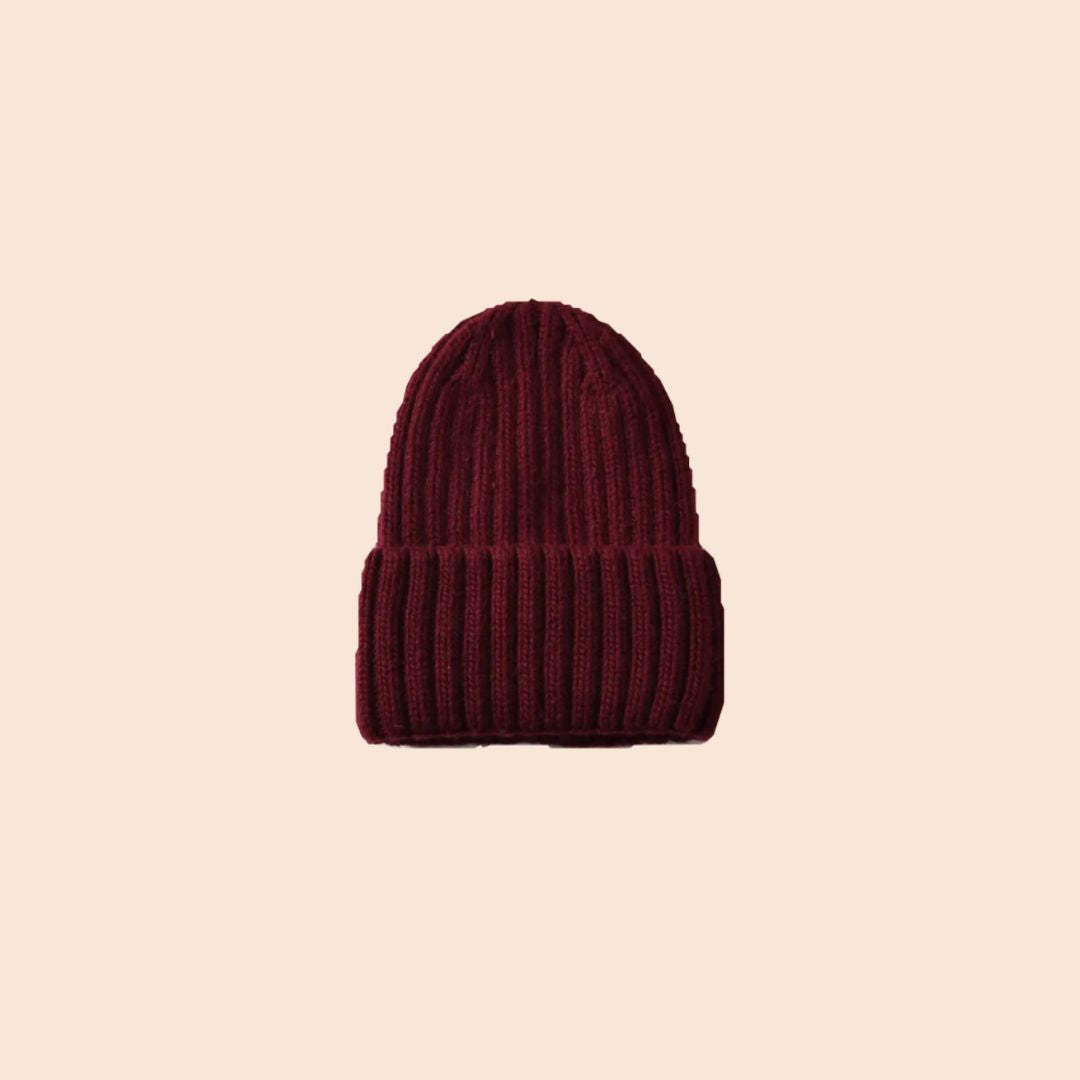 Satin gefütterte Strickmütze burgundy