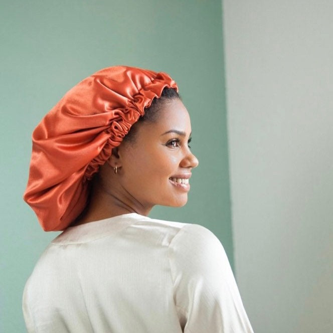 JEN by curly hair care Satin Cap Oba verstellbarer Bund, orange