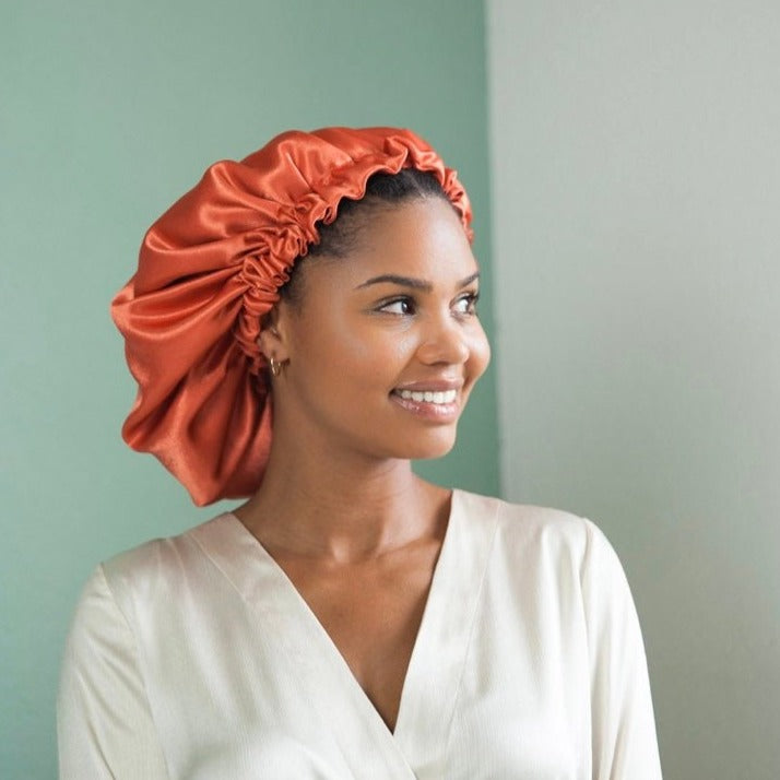 JEN by curly hair care Satin Cap Oba verstellbarer Bund, orange