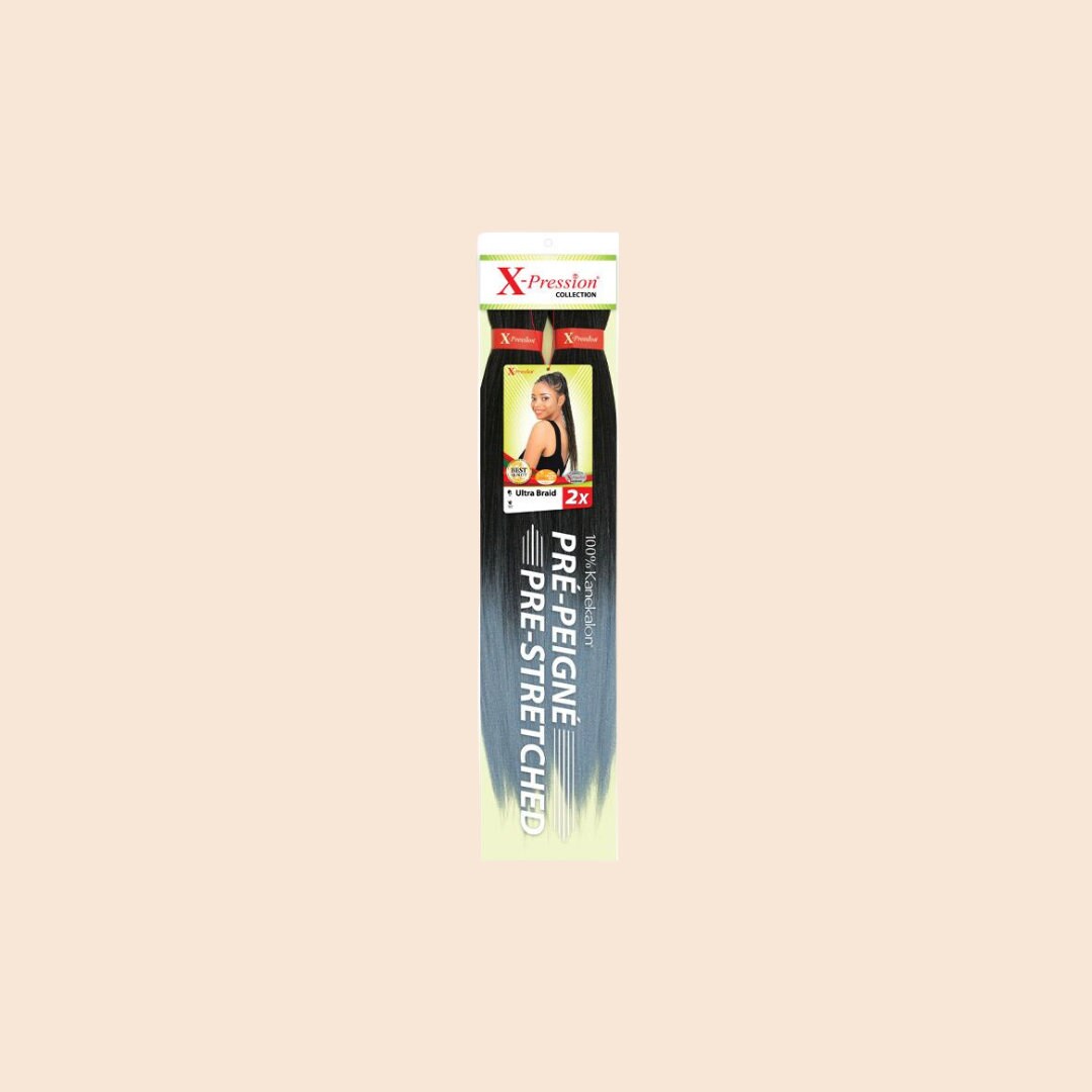 X-Pression 2 x Pré-étires Ultra Braid 46" (116CM), cheveux synthétiques pour tresses, couleur 4, châtain foncé