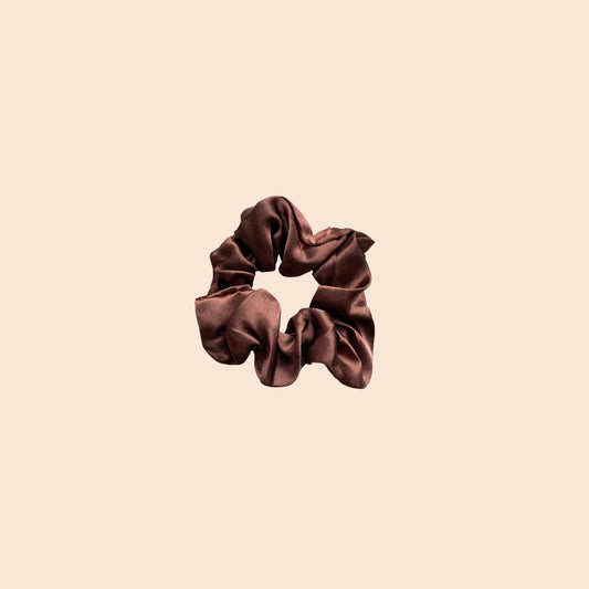 Chouchou satiné S marron