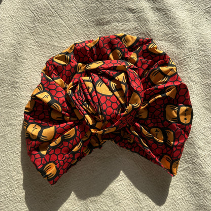 Satin gefütterter Turban rot gelb