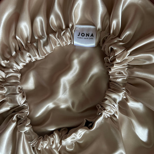 JEN by curly hair care Satin Cap Chalondra verstellbarer Bund, cappuccino