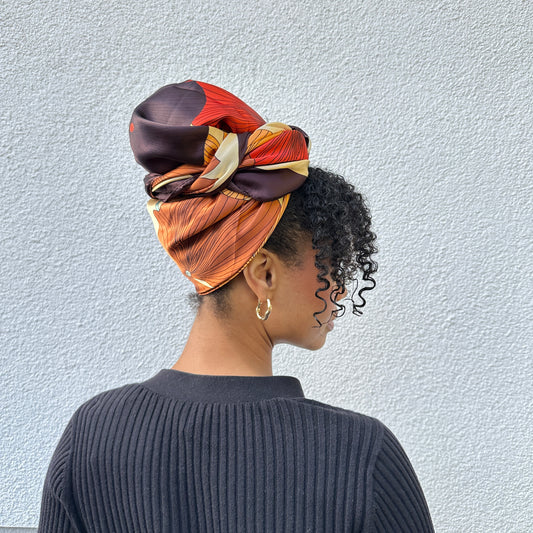 Satin Tuch dunkelbraun print