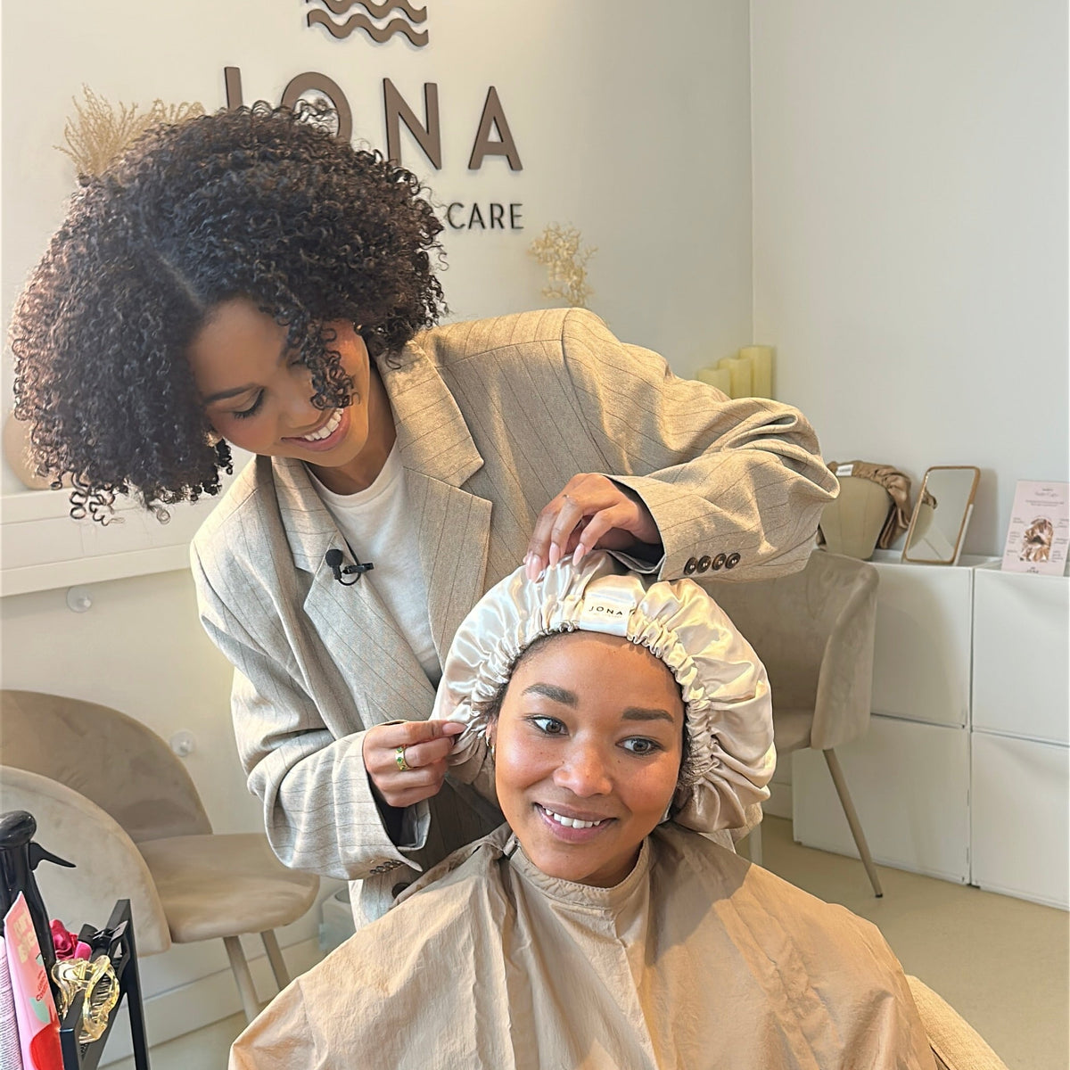 JEN by Curly Hair Care Satin Cap Waida, blanc