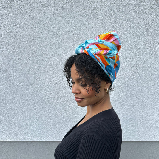 Satin Tuch bunt hellblau