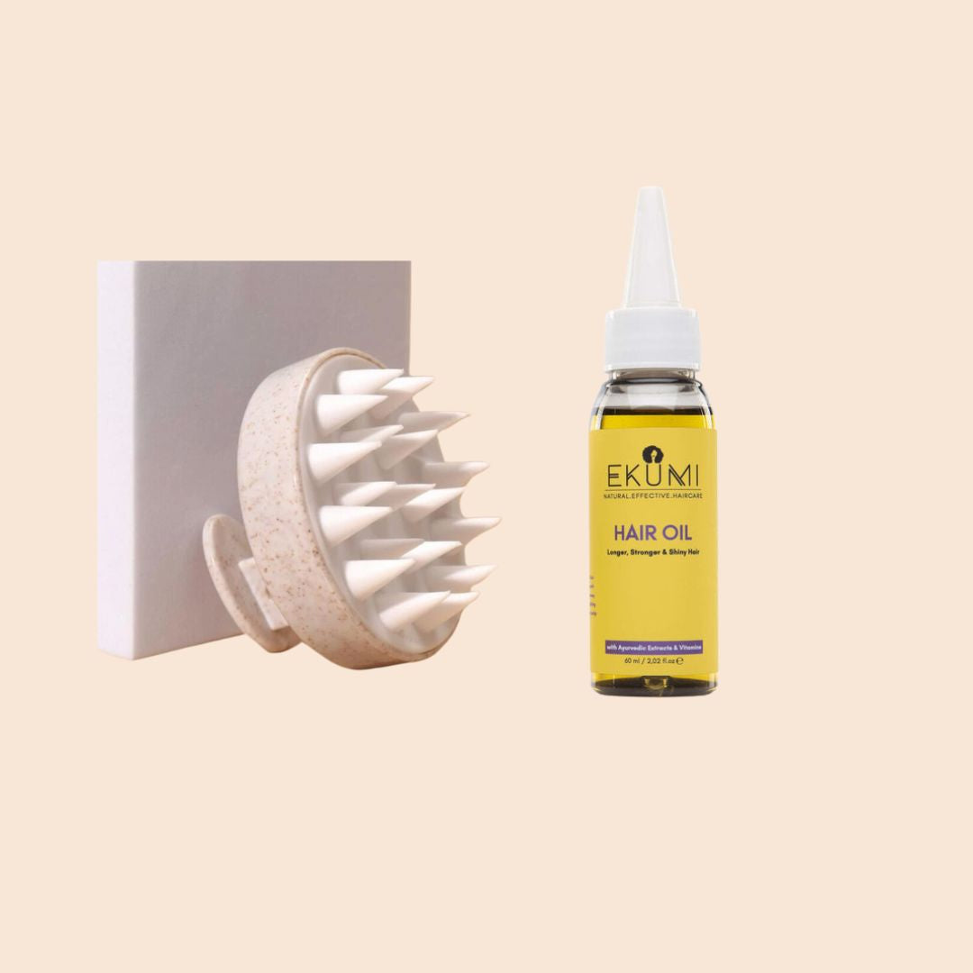 Ensemble huile de croissance des cheveux et brosse de massage