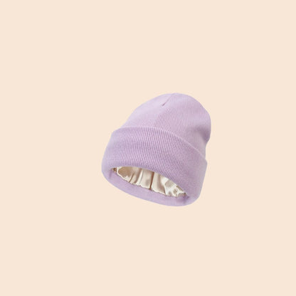 Bonnet doublé satin lilas