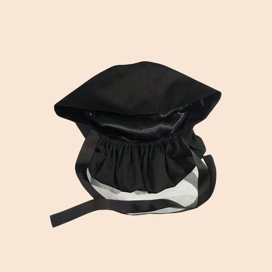 OP-Haube mit Satinfutter schwarz